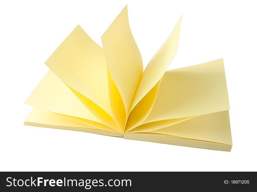 Yellow stick paper on a white background