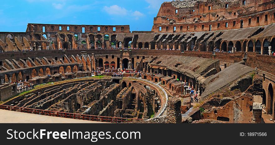 Panorama view of Roman ruins in Rome. Panorama view of Roman ruins in Rome