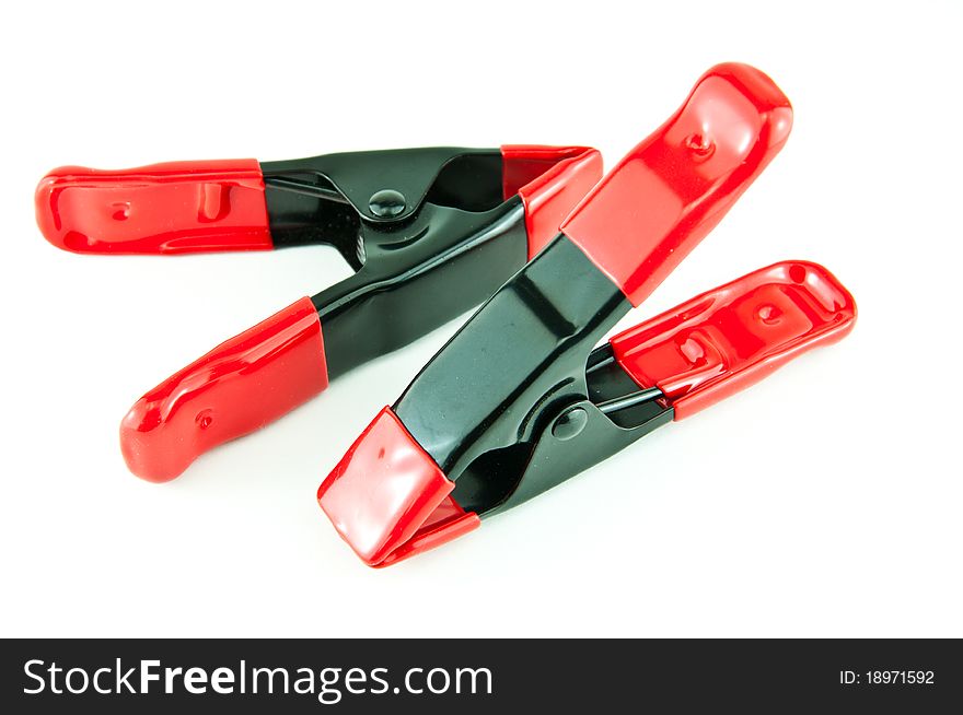 Two A-clamps on isolated white background