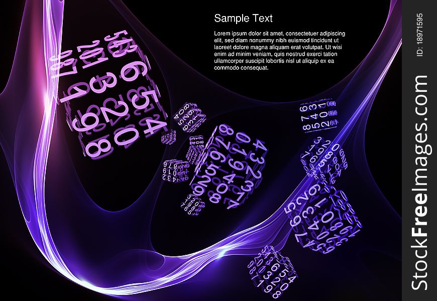 Interplay of symbols and forms in three dimensional space on the subject of modern technologies. Interplay of symbols and forms in three dimensional space on the subject of modern technologies