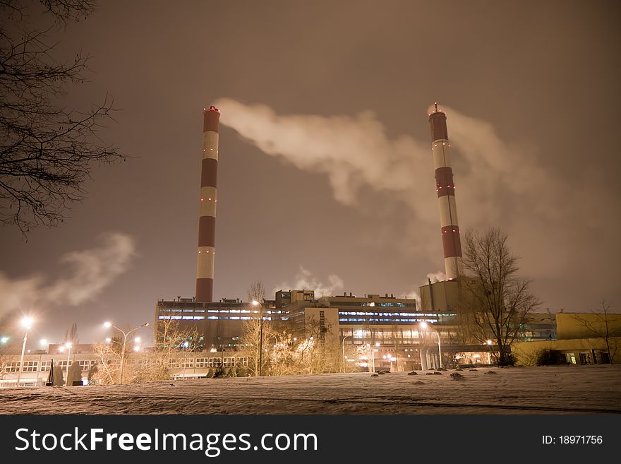 CPH on winter night during work, Lodz, Poland