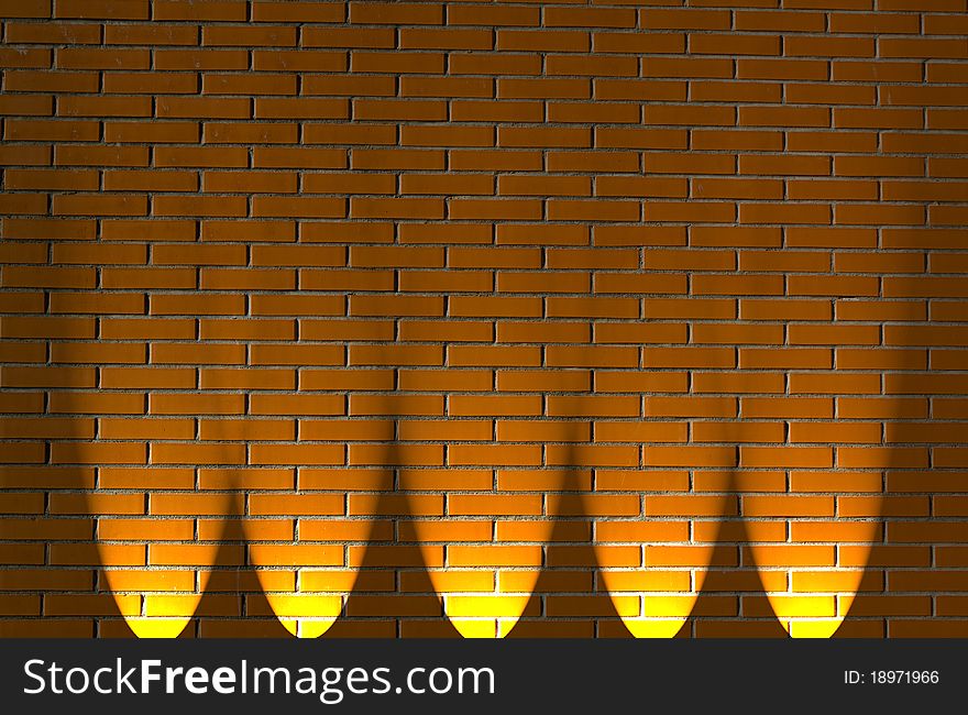 Texture of brick wall with five spotlight. Texture of brick wall with five spotlight