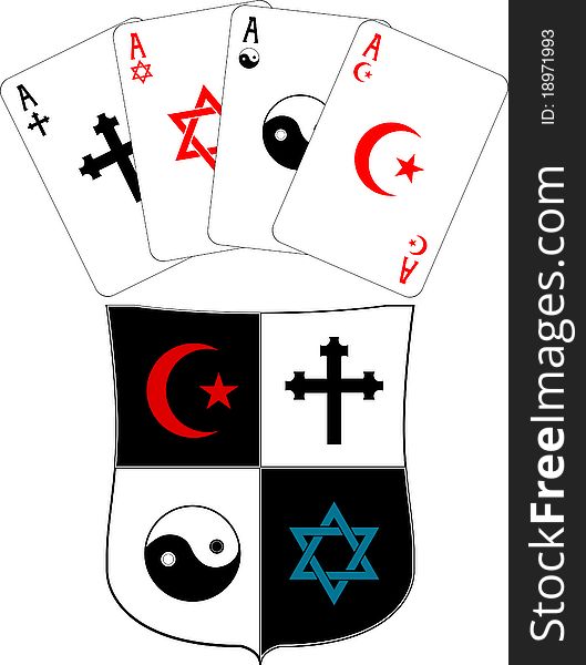 Shield and religious aces. vector illustration