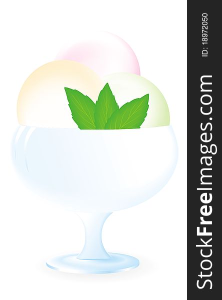 Ice Cream With Mint In Blue Vase