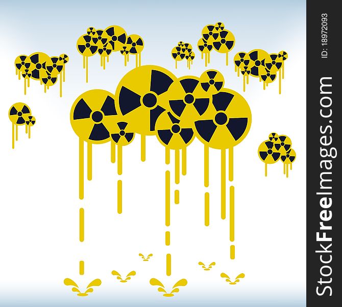 Nuclear cloud and rain sign. Illustrator 8.0