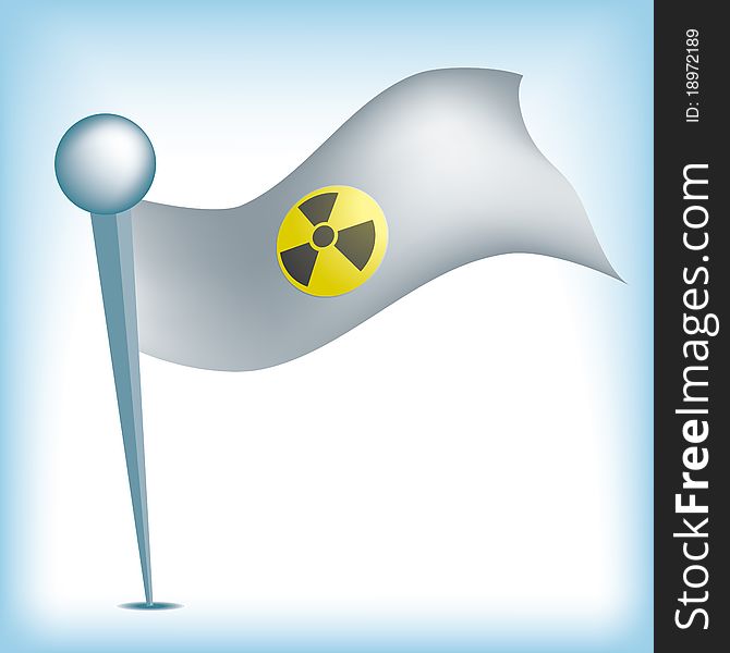 Nuclear power flag sign with pin. Illustrator 8.0. Nuclear power flag sign with pin. Illustrator 8.0