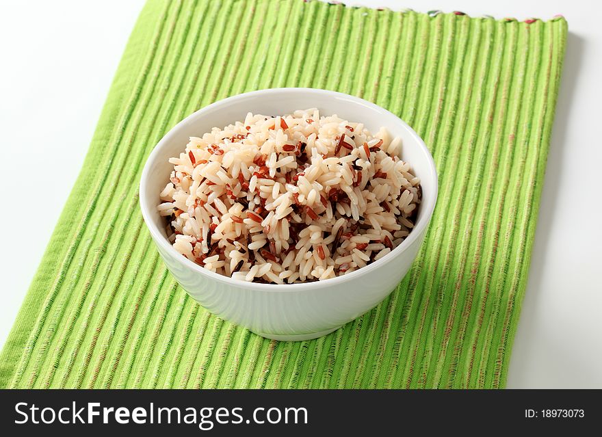 Bowl of cooked mixed rice - studio