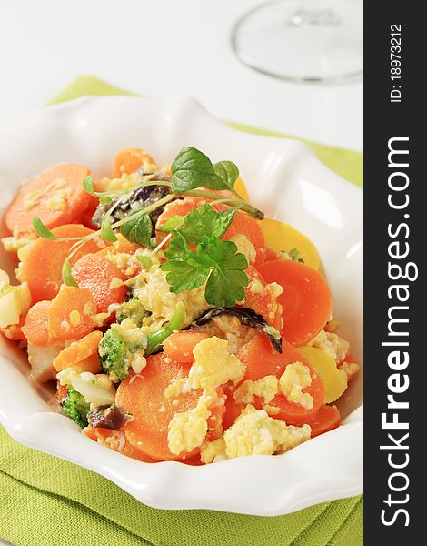 Mixed vegetables and scrambled egg