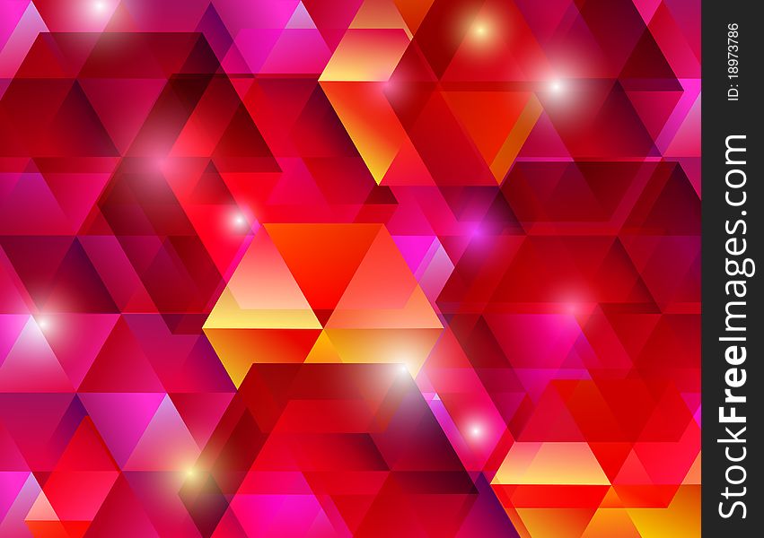 Bright red background with lighting hexagons