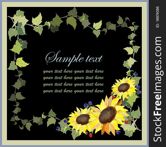 Beautiful decorative framework with a sunflower an