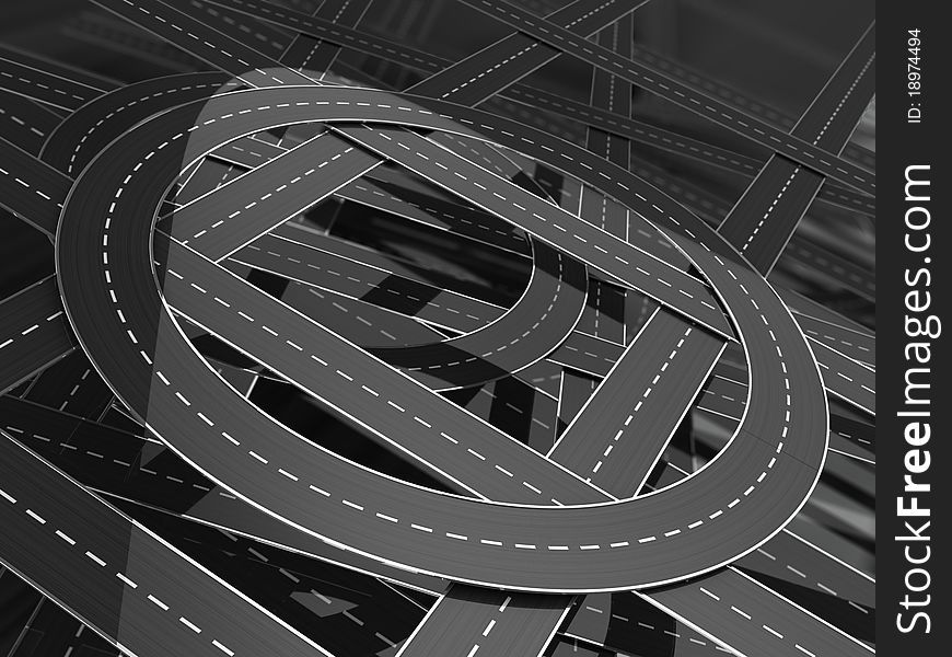 Abstract 3d illustration of road knots background. Abstract 3d illustration of road knots background