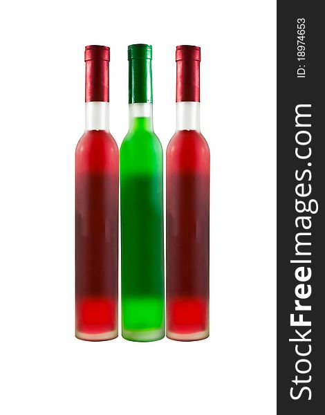 Green and Red wine bottle