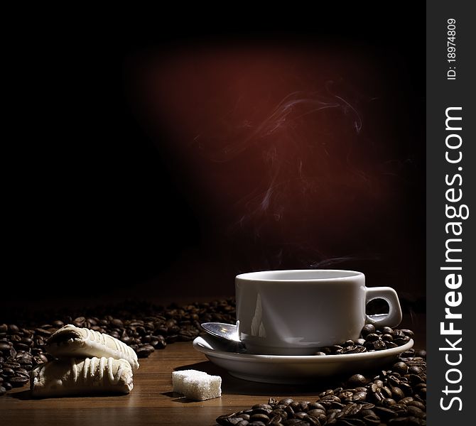 Beautiful coffee still-life on a black background