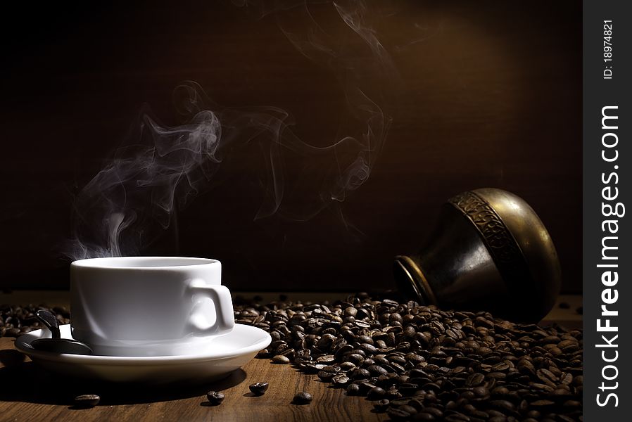 Beautiful coffee still-life on a black background