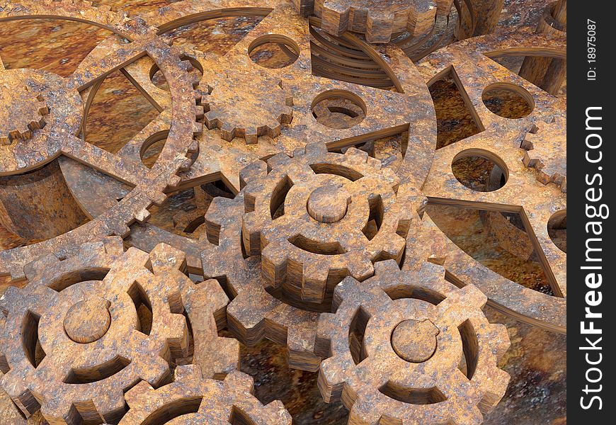 Background from the mechanism of gears rusted from time