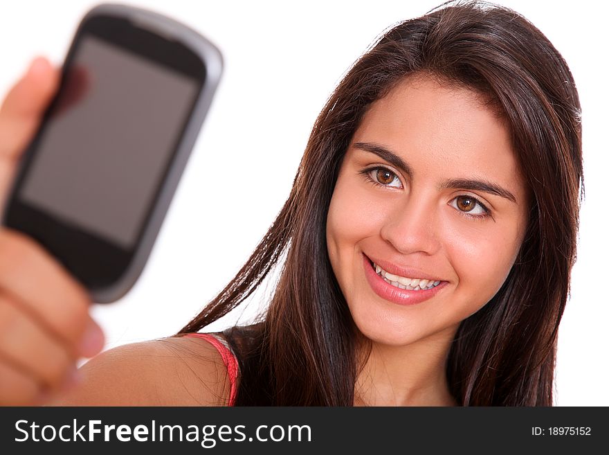 Woman taking a photo with his cell phone