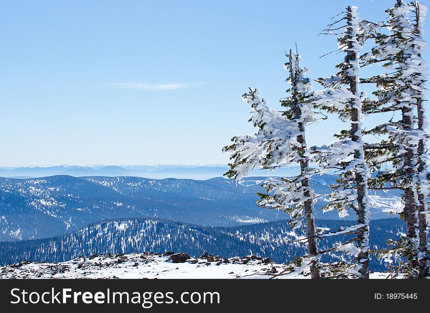 View from the Green Mountains on the ridges Mountain Shoria