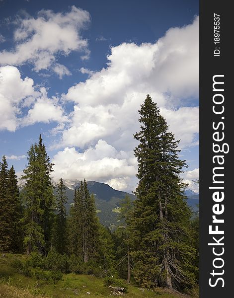 Austrian Alps with Clouds and clear Sky near Klagenfurt