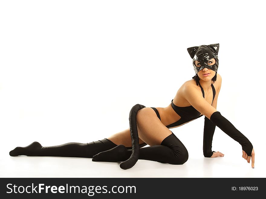 Model In Latex Cat Costume