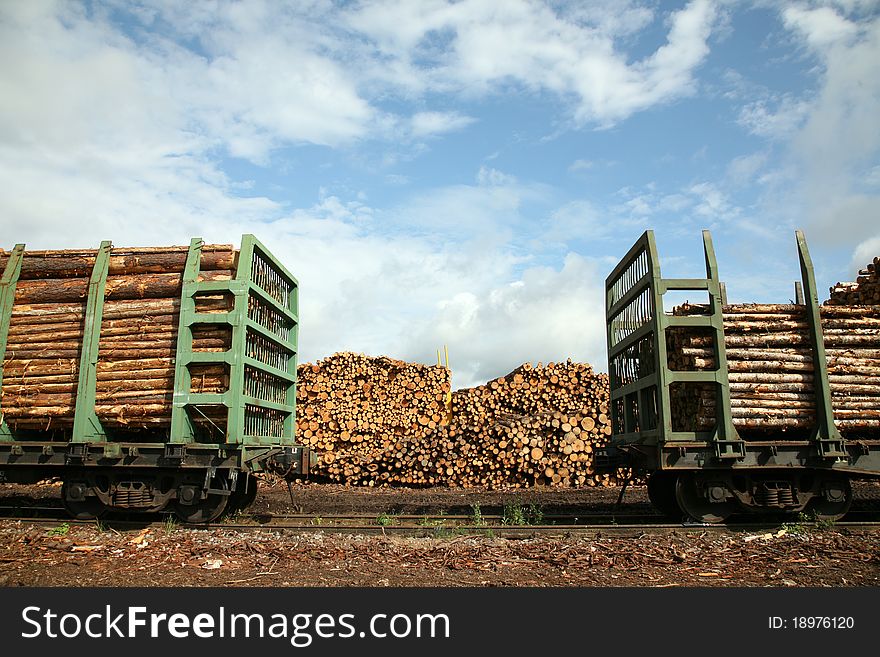 The wood raw storage and the special railway. The wood raw storage and the special railway