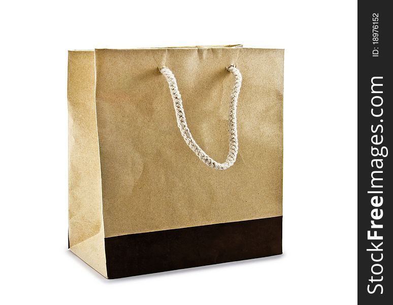 Brown paper bag isolated on white