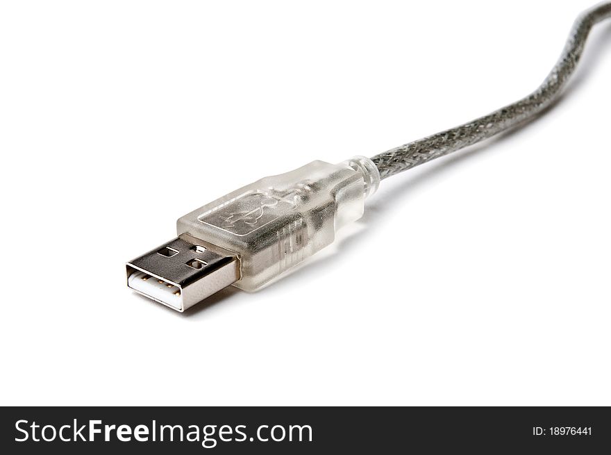 Isolated silver usb plug with silver cord