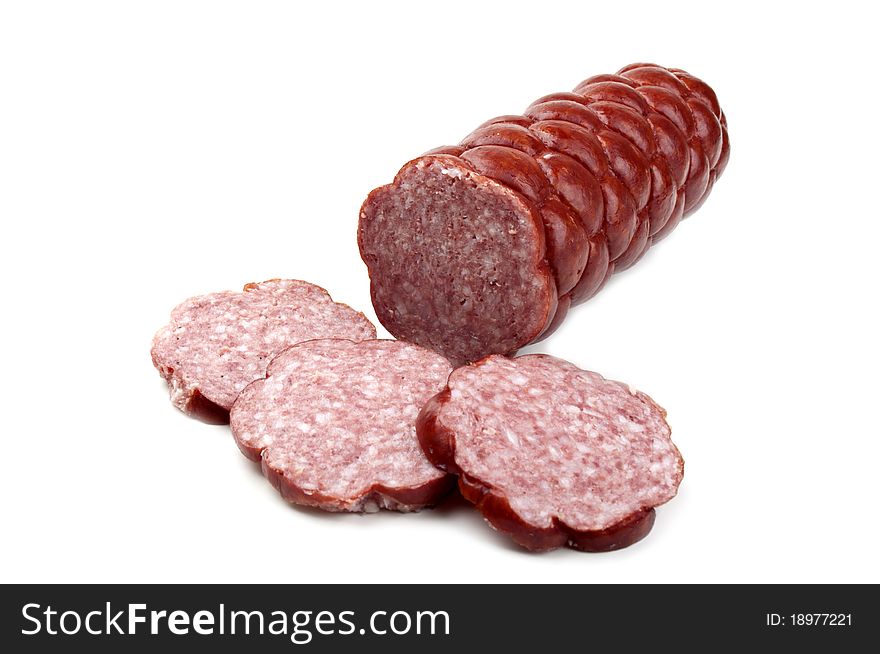 Delicious salami isolated on a white background