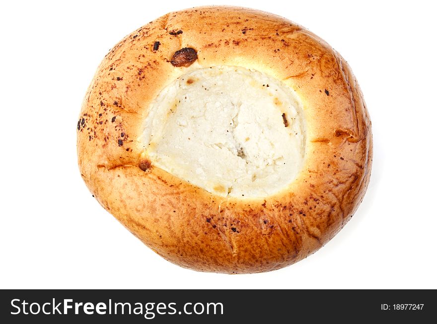 Bun with cheese isolated on a white background