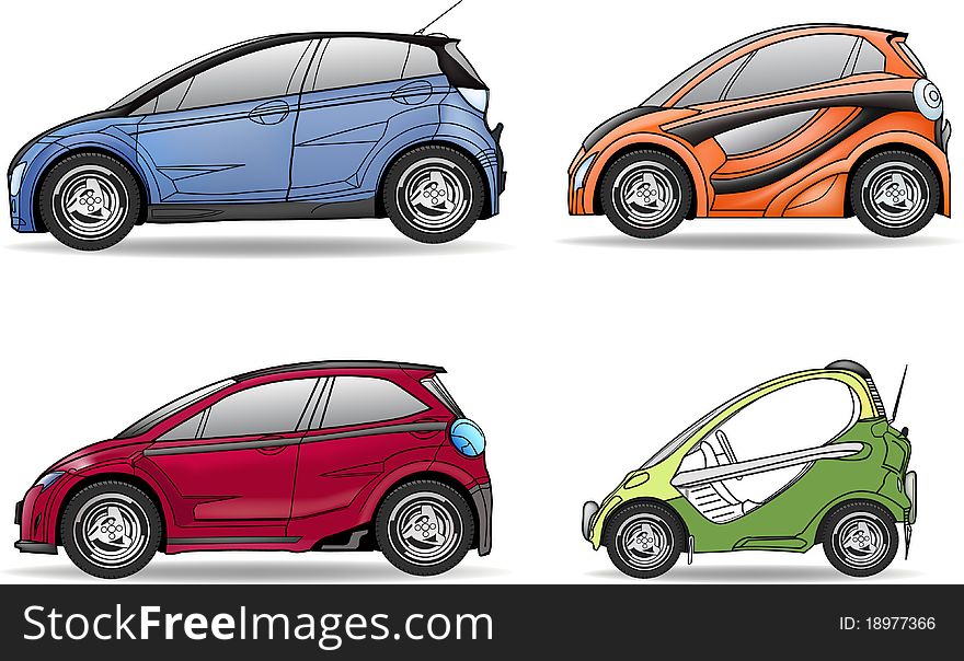 Color cars set design illustration