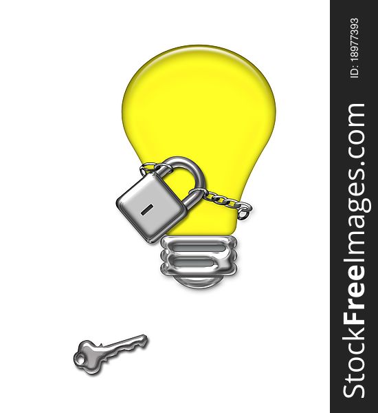 Lock and chain around a light bulb illustration. Lock and chain around a light bulb illustration