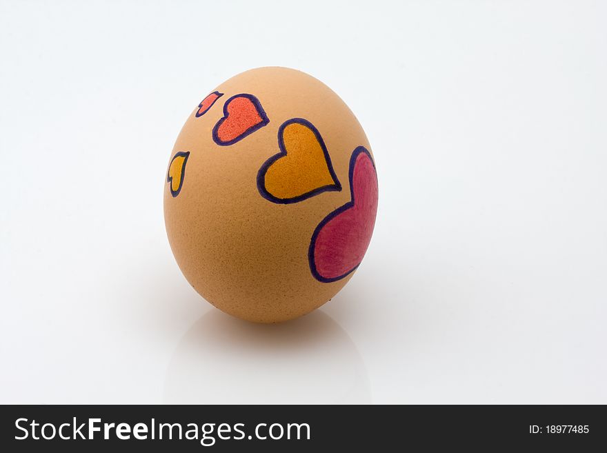 Egg with many hearts drawn. Egg with many hearts drawn