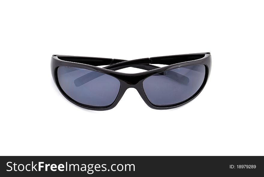 Black sunglasses on a white background