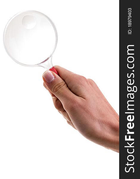 Female Hand Holding A Magnifying Glass