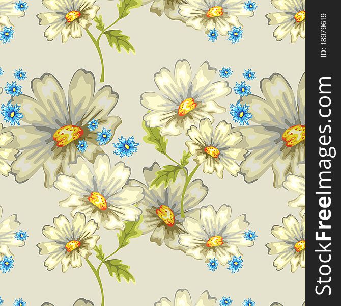 Seamless background with white daisies