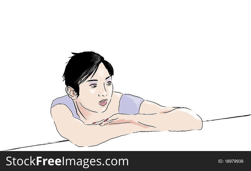 Hand drawn girl,use the adobe illustrator software