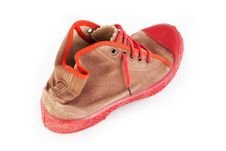 Old Red Sport Shoes Stock Photography