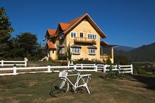 Yellow Classic House On Hill In Pai District Stock Image