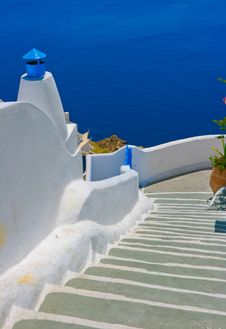 Beautiful Empty Street In Santorini Stock Image