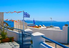 Beautiful Terrace In Santorini, Oia Stock Photos