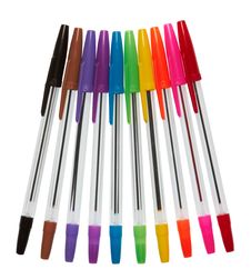 Color Plastic Ball-point Pens Stock Images