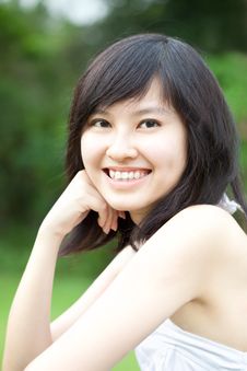 Beautiful Asian Girl Enjoying Outdoors Royalty Free Stock Photography Beautiful Asian Girl Enjoying Outdoors Royalty Free Stock Photography