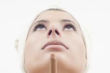 Girl And Lipstick Royalty Free Stock Image Girl And Lipstick Royalty Free Stock Image