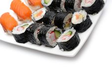 Different Types Of Maki Sushi In Sushi Set Royalty Free Stock Photo