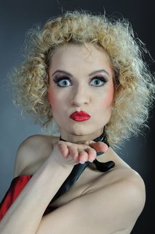 Beautiful Show Cabaret Girl With Stage Make-up Royalty Free Stock Images
