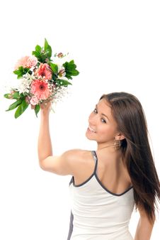 Woman Throw Away Flowers Roses Wedding Bouquet Royalty Free Stock Image Woman Throw Away Flowers Roses Wedding Bouquet Royalty Free Stock Image