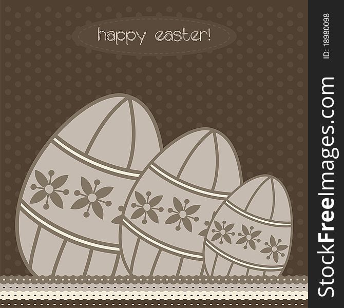 Brown easter card with eggs