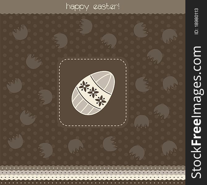 Brown easter card with egg