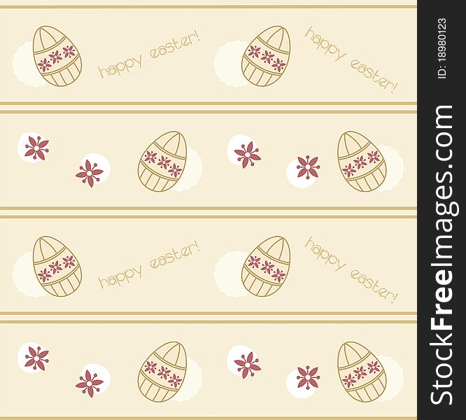 Easter seamless pattern with eggs and flowers