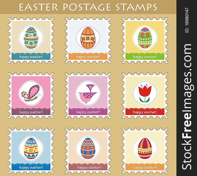 Set of 9 easter postage stamps (2)