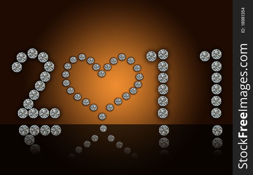 2011 new year illustration with diamonds. 2011 new year illustration with diamonds.